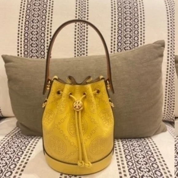 Tory Burch Yellow Bucket Shoulder Bag